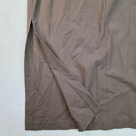 Wool Maxi Skirt Large Brown Split Detail Classic Long Length by Gett New - Picture 6 of 9